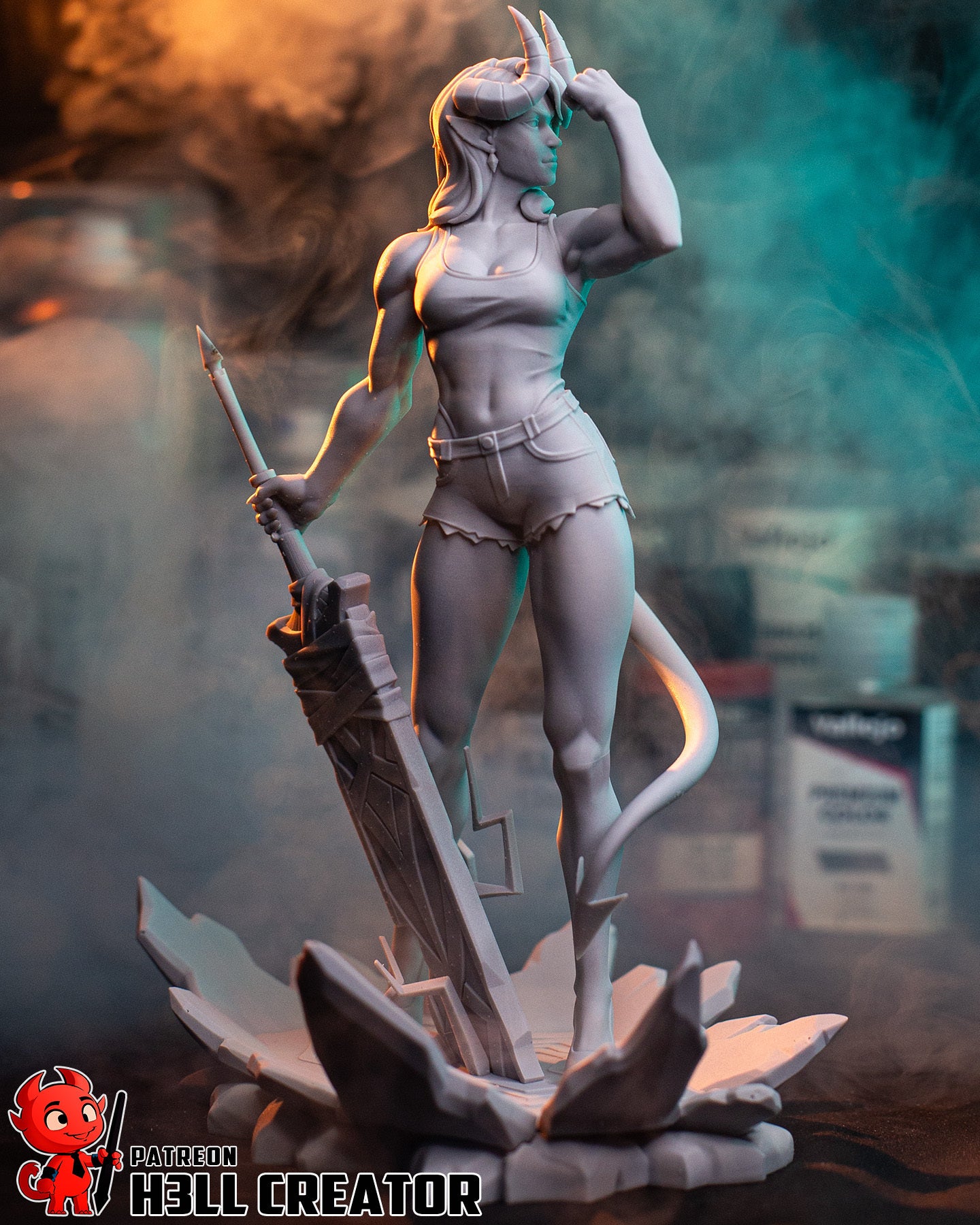 Malevola from Dispatch display miniature by h3ll Creator– 3D printed 214/178mm resin model for painting and display