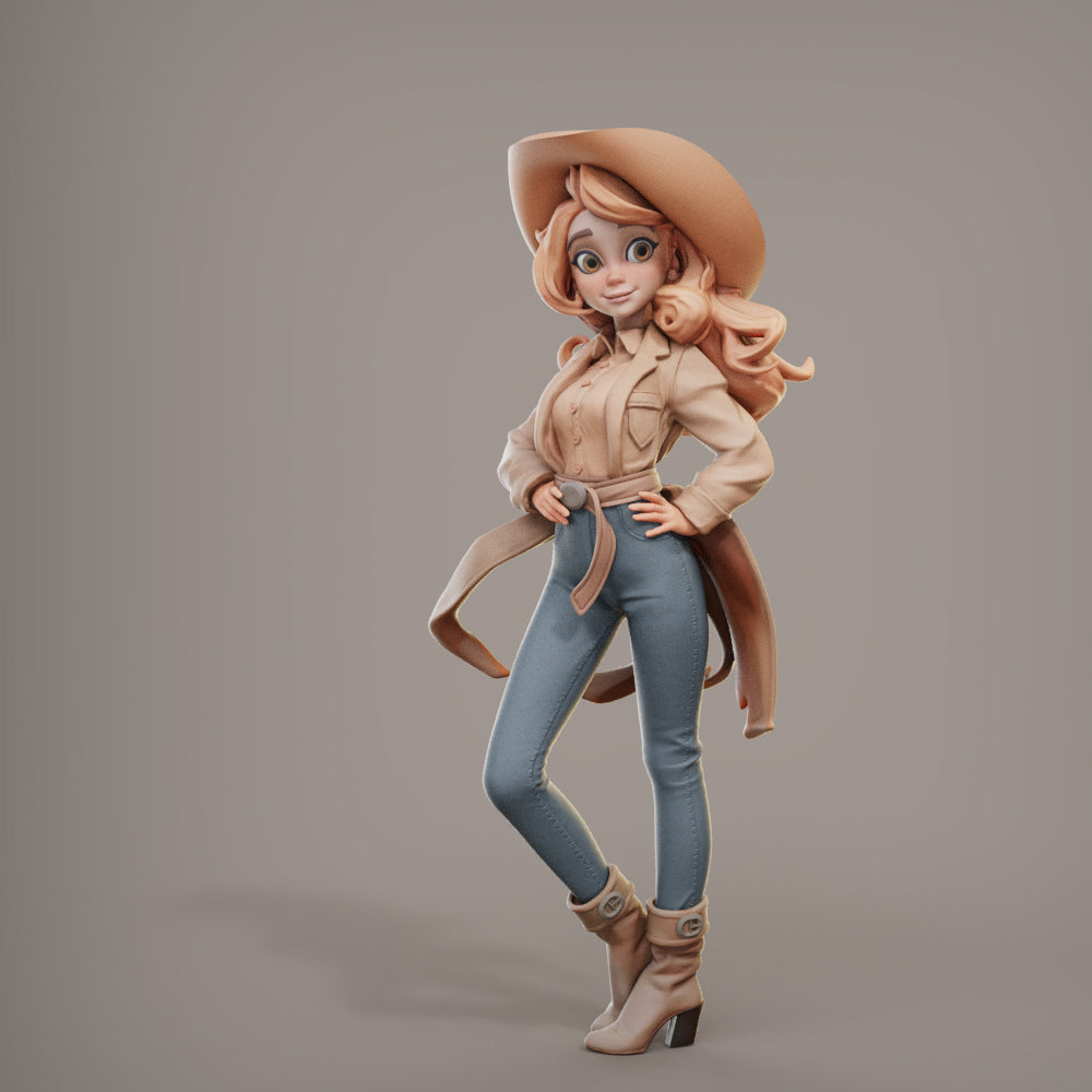 Cowgirl display miniature by Female Miniatures – 3D printed 80 mm resin model for painting and display