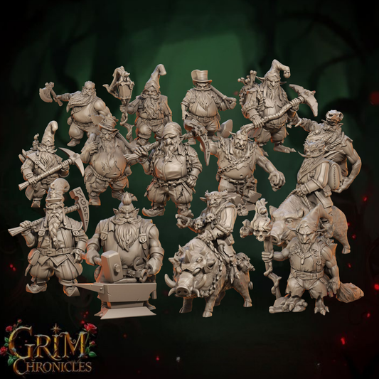Grim Chronicles - Dark Dwarf Miniatures Set - 35mm