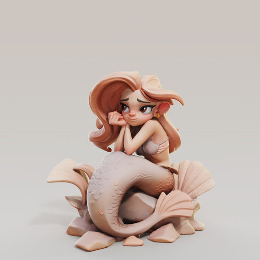 Mermaid display miniature by Female Miniatures – 3D printed 60mm resin model for painting and display