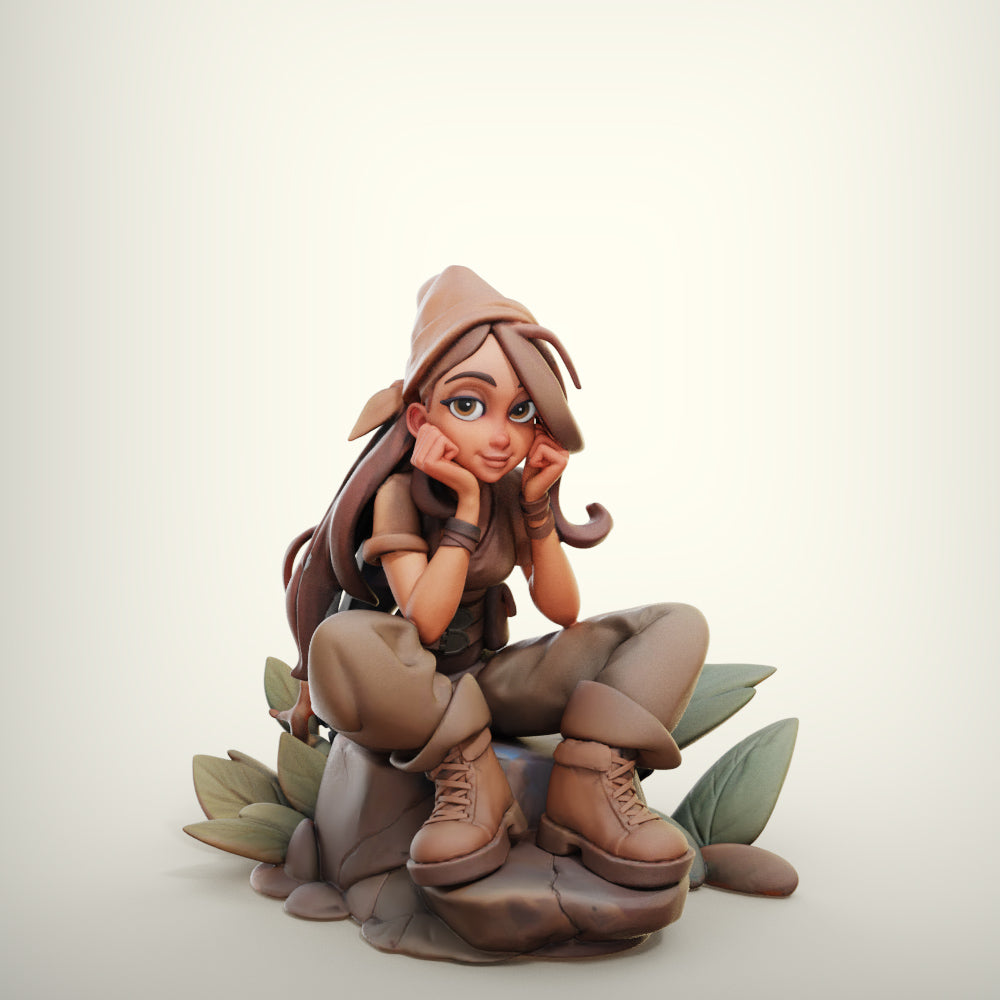 Vagabond Girl  display miniature by  Female Miniatures – 3D printed  67  mm resin model for painting and display
