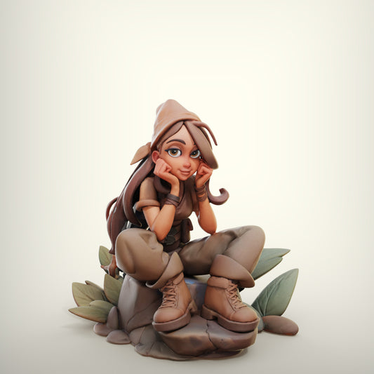 Vagabond Girl  display miniature by  Female Miniatures – 3D printed  67  mm resin model for painting and display